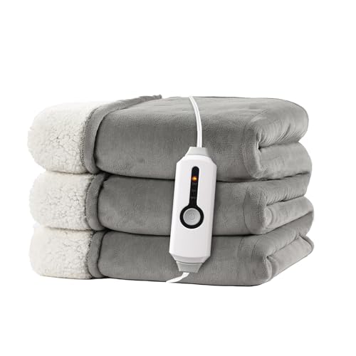RALYSUN Electric Heated Blanket Full Size 72'x84' - Dual-Sided with Microplush & Sherpa Fabric, 4...