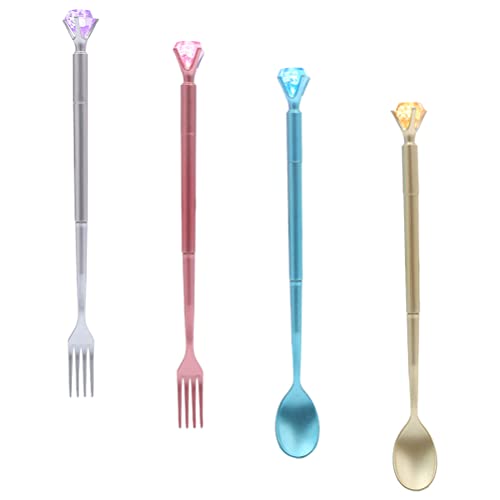 NUOBESTY 4 pack Gel Pens Diamond Tableware Designed Spoon and Fork Shaped Writing Pens Fine Point Smooth Ink Signature Pens for Students Journaling School and Office Use