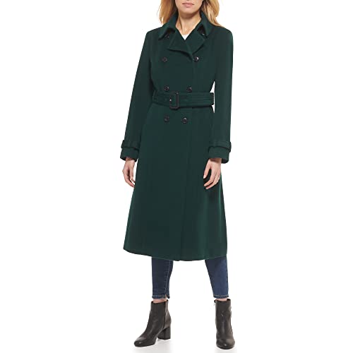 Cole Haan Women's Flared Trench Slick Wool Coat, Forest | Amazon price ...