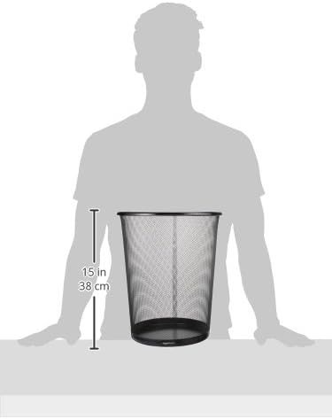 Amazon Basics Mesh Trash Can Wastebasket, Black, 6-Pack
