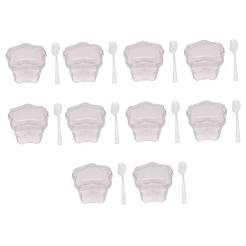 VINTORKY 10セット 使い捨て透明プラスチックデザートカップ 蓋とスプーン付き ムース プリン アイスクリーム対応 ホームパーティーやケータ