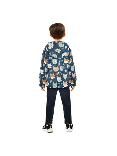 Teacup Cat Pet Girls Fleece Jacket Girls Fall Jacket Boys Coats Zip Up Hoodie Children Sherpa Warm Outerwear 2-10T4