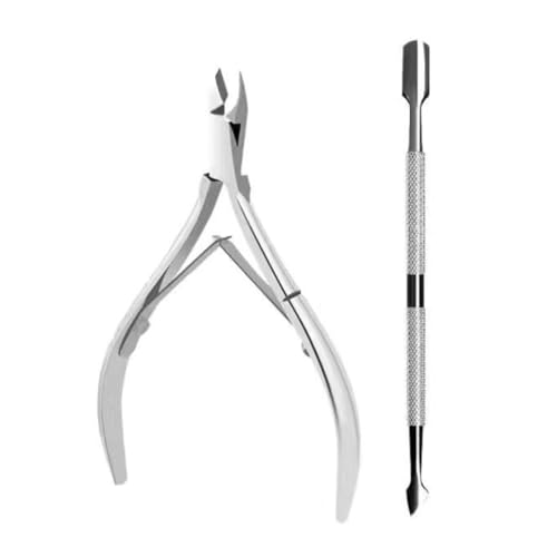 MKEAWWU Corta Cuticulas Acero Inoxidable Set Con Empujador De Cuticulas Alicate Cortacuticulas Por Uñas Pies Y Manos Quita Cuticulas Uñas Manicura Pedicura