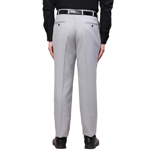 Image of Park Avenue Men's Smart Fit Mid Rise Structure Pattern Poly Viscose Blend Pleatless Formal Trouser