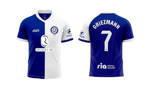 Atlético de Madrid Camiseta Segunda equipación Griezmann 7 réplica Oficial 23-24 Adulto Azul y Blanca (XL)