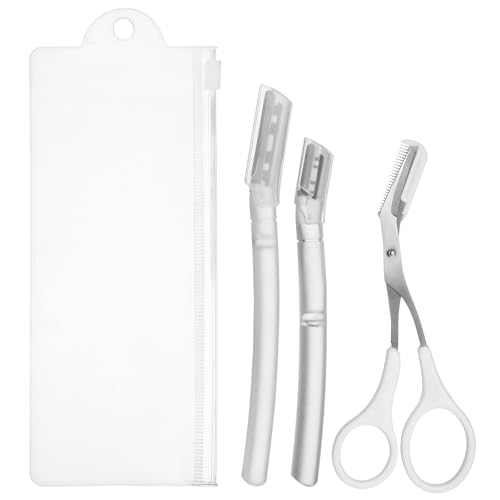 MUSISALY Kit de Recortadoras de Cejas Transparente 3 Piezas Mango Antideslizante Cuchillas Seguras y Portátil para Cuidado Facial y Perfilado Preciso en Belleza y Depilación