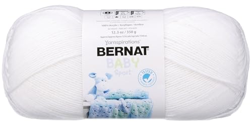 Image of Bernat 16312121005 Big Ball Baby Solid Yarn - (3) Light Gauge 100% Acrylic - 12.3 oz - White - Machine Wash & Dry , Baby White
