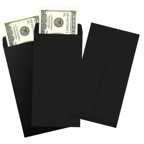 Money Envelopes, 100 Pack Cash Envelopes, Small Parts Envelopes With Gummed Seal, 3.5 X 6.5 Inches (Black, 100) #TOP13