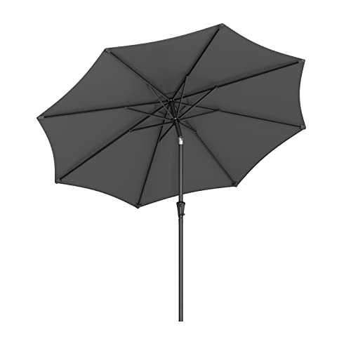 SONGMICS Sombrilla de Jardín 300 cm, UPF 50+, Parasol, 30°de Inclinación en dos Direcciones, con Manivela, para Patio, Terraza, Balcón, Piscina, sin Base, Gris GPU30GYV1