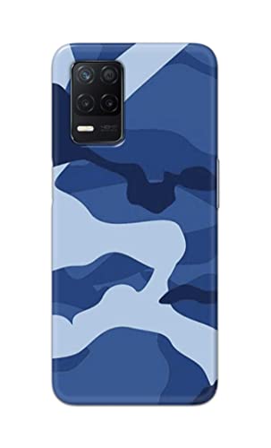 Image of Printed Hard Back Cover Case for Realme Narzo 30 5G Back Cover (Army Blue Pattern) -702