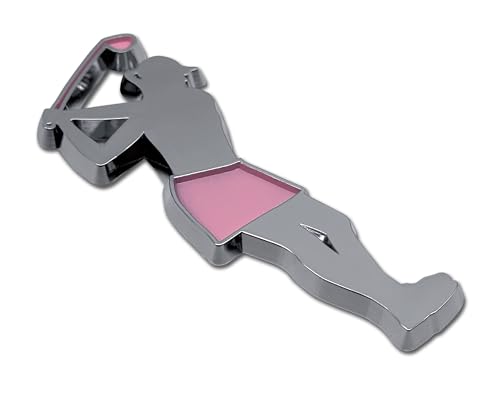 Image of Elektroplate Ladies Golfer OEM Chrome & Pink Emblem for Cars, Trucks, and All Auto | Universal Fit at 3.25 inch x 1.5 inch | Weatherproof