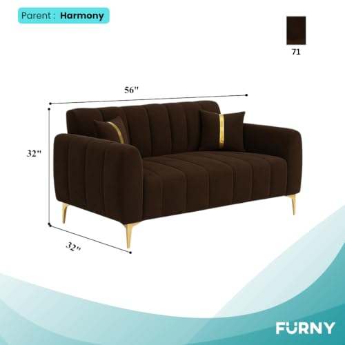 Image of Furny Harmon 2 Seater Fabric Sofa Set (Dark Brown) | Soft Velvet Fabric | Modern Design | Comfortable Seating | Living Room Furniture