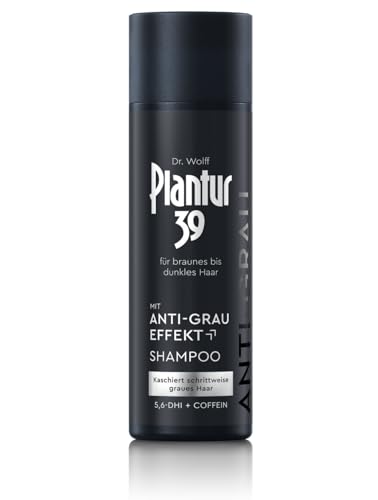 Plantur 39 Anti-Grey effect 5,6-DHI & Caffeine Shampoo Tono Cálido 1 x 200ml | Cabello gradualmente más oscuro y fuerte | Disimula las canas de forma controlada
