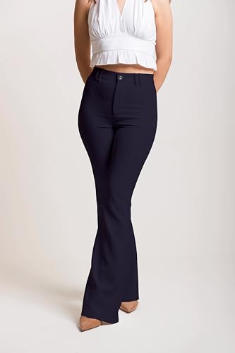 Image of Mehrang Women's High Waist Flare Pants, Bootcut Pants, Black