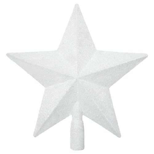 VEYLIN Weihnachtsbaumspitze 20cm Stern aus Kunststoff - Weiße Version...