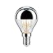 Paulmann 28667 Lampadina LED filamento a goccia 4,8 Watt lampadina testina a specchio argentato 2700 K bianco caldo dimmerabile E14