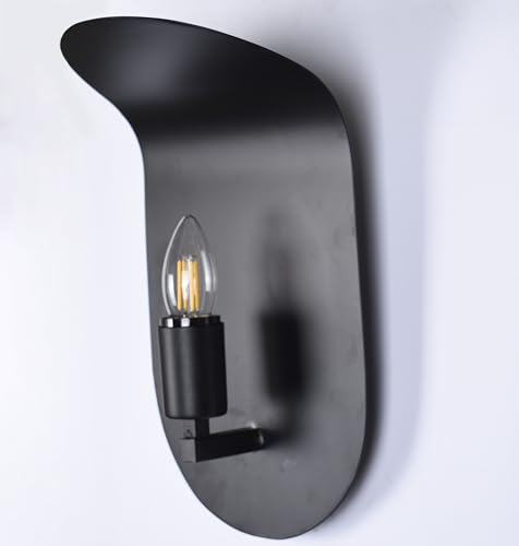 Image of BENE Alabama Mild Steel Indoor Modern Wall Lamp, E-27 Base Wall Light for Home Decor, Kitchen, Living Room, Bedroom, 35 cm (Black, Pack of 2)