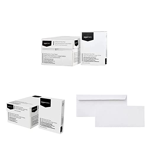 Amazon Basics Multipurpose Copy Printer Paper, 10 Ream Case & Multipurpose Copy Printer Paper, 8 Ream Case & Self-Seal Business Letter Envelopes - 500-Pack, White #TOP25
