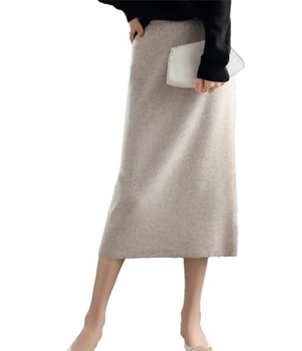 Jupe tricotée confortable contre le froid style taille haute midi