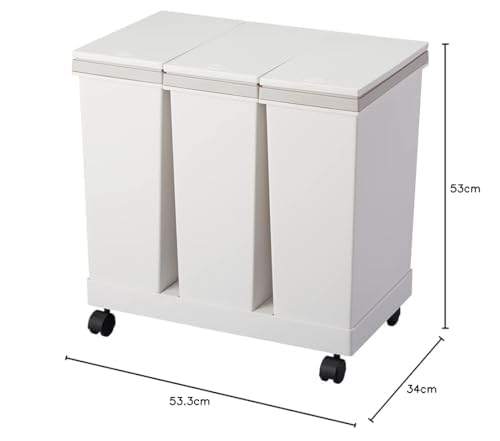 Amazon｜ゴミ箱 フタ付 プッシュ式 20L×3 日本製 横型3分別ワゴン