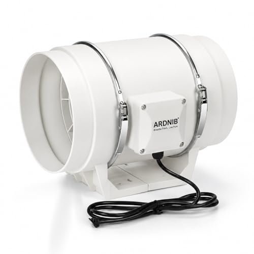 Image of Inline Fan 8 Inch /200mm | Silent Mix Flow Fan | Inline Duct Fan | Inline Exhaust Fab /Circular Inline Fan /Air Circulation System |130W Copper Motor | Airflow 900m3 /h | 2 Speed | White
