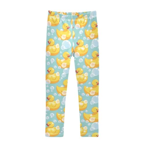 Rubber Ducks Girls' Leggings Toddler Doodles Bubbles Kids Yoga Pants Dance Active Tights 4T