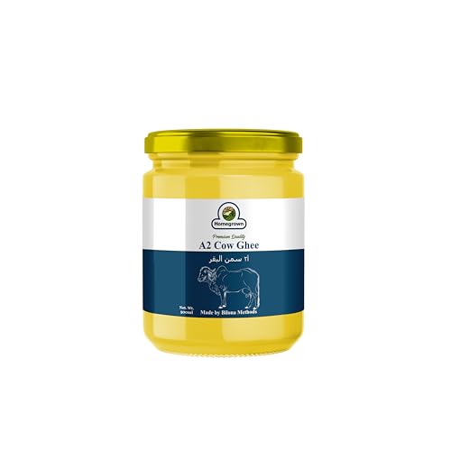 Homegrown A2 Desi Cow Ghee (500 ml) | Traditional Bilona Hand-Churned A2 Organic Milk | Easy to Digest & Gut Healthy | Indigenous Cow Ghee | Omega 3 & 9 for Heart Health | Glass Jar