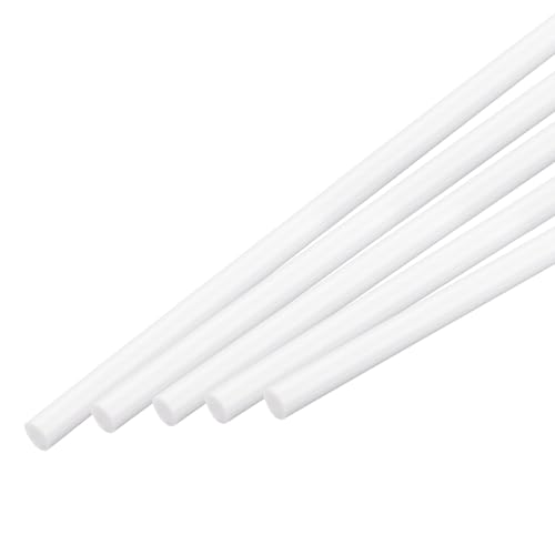 MECCANIXITY ABS Plastic Rod Round Solid Bar 8 mm x 500 mm White for DIY Model Material, Architectural Model Making, DIY Sand Table, Pack of 5 Pcs