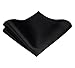 TIE G Solid Satin Color Formal Necktie and Pocket Square Sets in Gift Box (Black)
