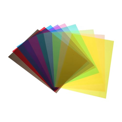 POPETPOP Papel Celofán A4 Transparente Iridiscente 10 Hojas Pvc Colores Surtidos para Manualidades, Envoltura de Regalos y Decoración DIY