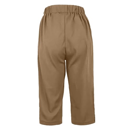 2025 Women's Straight Wide Leg Pants Side Pocket High Elastic Sweatpant Solid Cotton Linen Trouser Casual Pant3