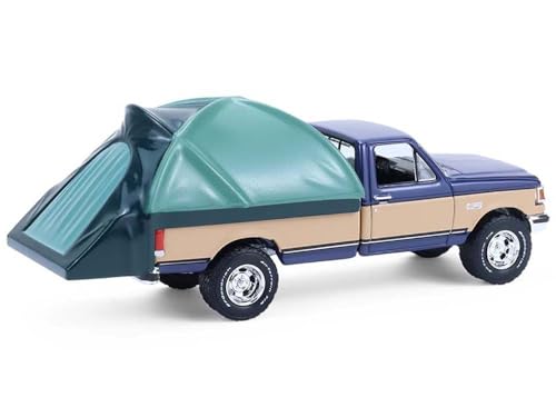 1987 F 150 XLT Lariat Pickup Truck 1/64 Azul Oscuro miniatura 4