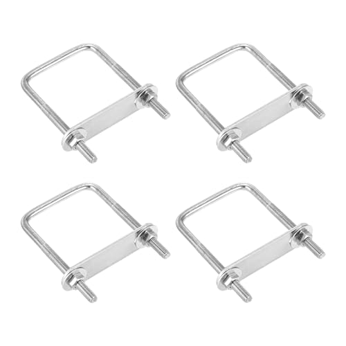 Image of DTGN M6x50x80mm U Bolts Square Kit - 4Set - 304 Stainless Steel U-Bolt Kit with Nuts, Washers, Frame Plate - Good for Pipe, Trailer, Automotive, Leaf Spring Fastener