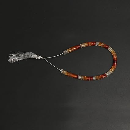 Kashish Gems & Jewels Naturalne koraliki z meksykańskiego opalu ognistego z gładkimi guzikami, jakość AAA, jeden sznurek, 20 cm, 6 do 6,2 mm, waga: 9,40 g, pochodzenie: Meksyk, tworzenie biżuterii