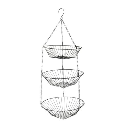 Cesta De Frutas Para Cocina - Organizador de Alimentos con Soporte de Hierro de 3 Niveles - Cesta de Frutas Metálica para Cocina | Para Alimentos Pan Patata Despacha Herramientas de Jardinería