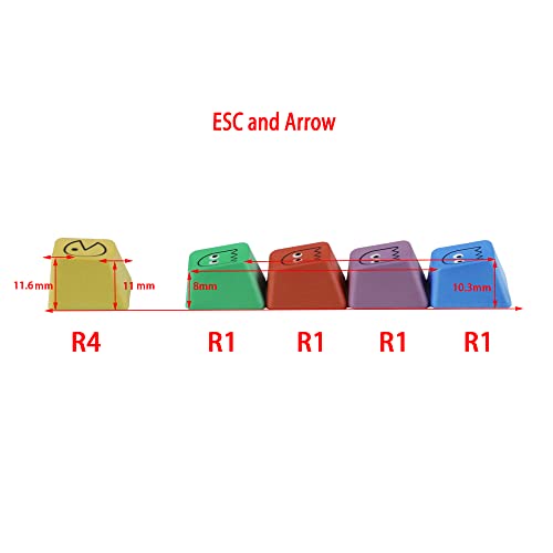 Image of OEM Proifile Pacman Five Dye PAC PBT Key caps Custom Sublimation keycaps for MX Mechanical Gaming Keyboard (OEM Pacman 5 Keys)