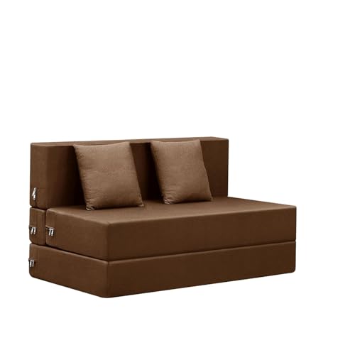 Image of ARTFUL LIVING | Foldable Two Seater 4X6 Sofa Bed | Convertible Sofa Cum Bed with Cushion Jute Fabric Perfect for Living Rooms & Office, Guest Room - Brown Color