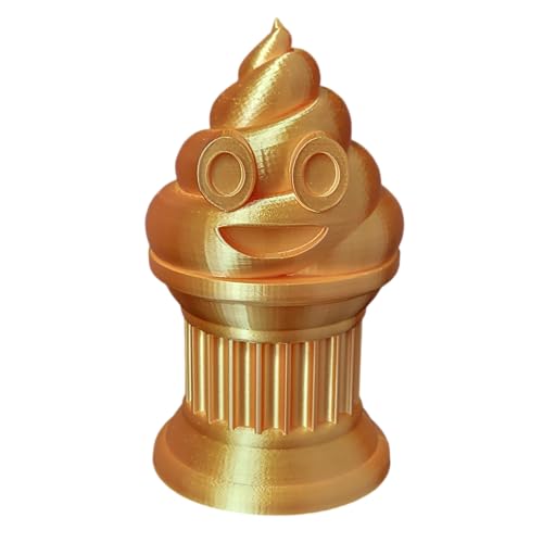 Znet3D Poop Emoji Trophy - Perfect Award or Gift - Handmade w/Additive Manufacturing - 6" inches Tall - Featuring a Solid Silk Gold Poop Emoji on a Column Pillar Znet3D Poop Emoji Trophy - Perfect Award or Gift - Handmade w/Additive Manufacturing - 6" inches Tall - Featuring a Solid Silk Gold Poop Emoji on a Column Pillar