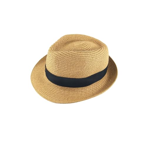 Unisex Boys and Girls Straw Hat for Spring Beach Khaki Sun Cap for Boy Girl Stylish Short Brim Design for Outdoor Fun