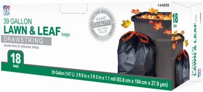 1942878 Lawn & Leaf Drawstring Trash Bags, Black, 39 Gallons, 18-Ct. - Quantity 6