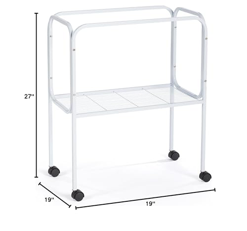 Image of Prevue Pet Products Bird Cage Stand with Shelf - Medium Metal Cage Stand with Rolling Wheels, Mid‑Height for Cage Accessories, Toys, and Storage - White