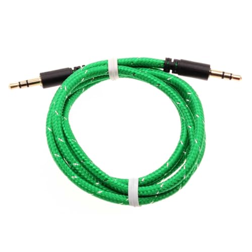 Cable Auxiliar Jack 3.5mm Trenzado Verde 1 Metro miniatura 1