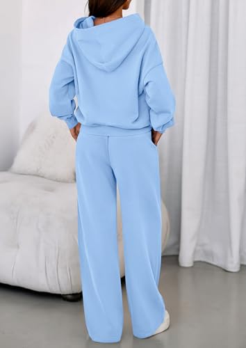 Image of PRETTYGARDEN Womens Sweatsuits 2 Piece Set 2026 Casual Winter Long Sleeve Hoodie Loose Wide Leg Sweatpants Fall Tracksuit