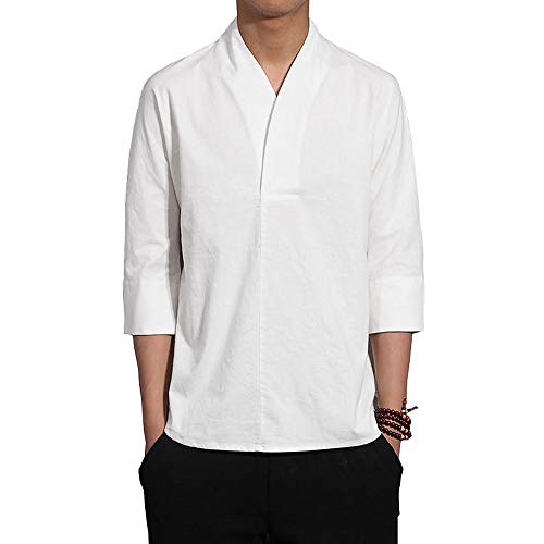 Hao run men chinese vintage casual cotton linen shirts hanfu soli…