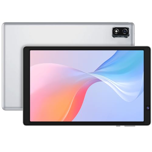 10 Inch Tablet, Android OS with 2GB RAM 32GB Storage, Quad-Core Processor, 6000mAh Battery, 10.1' HD IPS Display, Wi-Fi 6, Dual Camera, Silver
