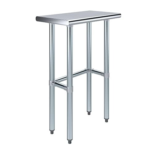 Image of AmGood Stainless Steel Work Table Open Base | Metal Work Bench (Stainless Steel Table Open Base, 24 inch Long x 14 inch Deep)