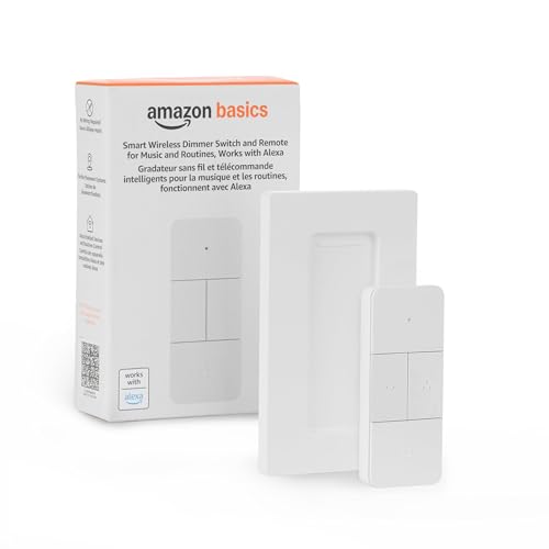 Amazon Basics Smart Dimmer Switch and Remote for Music and Routines, Compatible Echo Devices Required, Works with Alexa Only, No Wiring Required