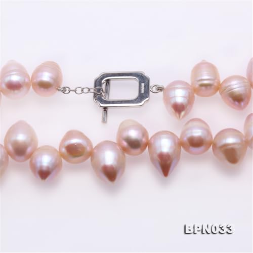 7-8mm Lavender Drop-shaped Freshwater Pearl Necklace 17" Hand-Knotted Cultured Freshwater Pearls3