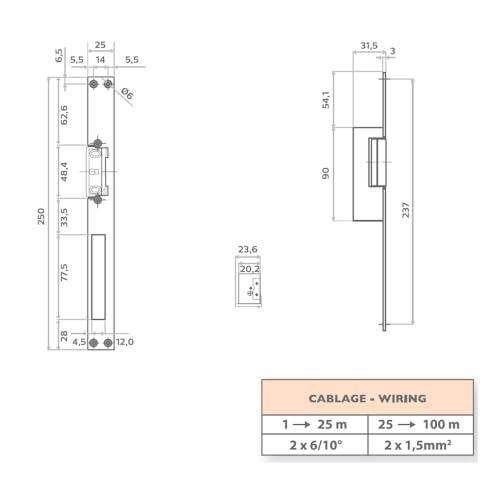 Miniatura 6 de Extel 90301.4 Abrepuertas Eléctrico Con Función Memoria Larga 25 Cm , Gris