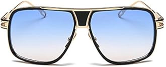 Dollger Sunglasses for Men Oversize Classic Black Shades Goggle Retro Gold Alloy Frame Sun Glasses